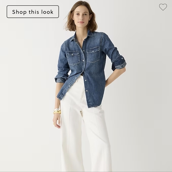 J. Crew | Trademark | Chambray Long Sleeve Button-Front Shirt - Picture 1 of 12